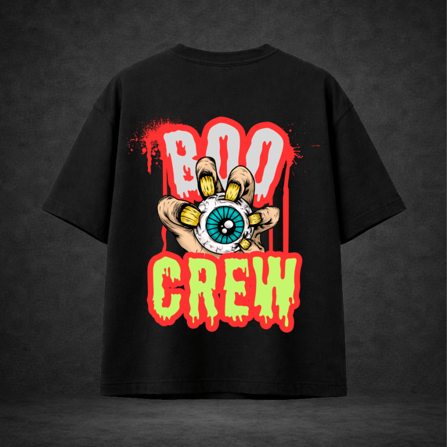 Untitled (1024 x 1024 px) (12) Premium Oversized TShirt Printed Ultra Comfortable Cotton 200 GSM Black Boo Crew