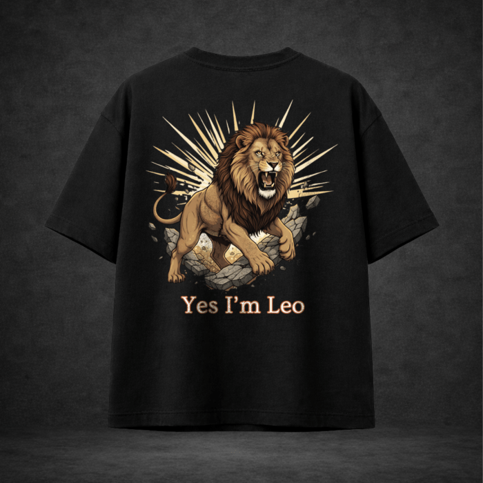 Premium Oversized TShirt Printed Ultra Comfortable Cotton 200 GSM Black Leo