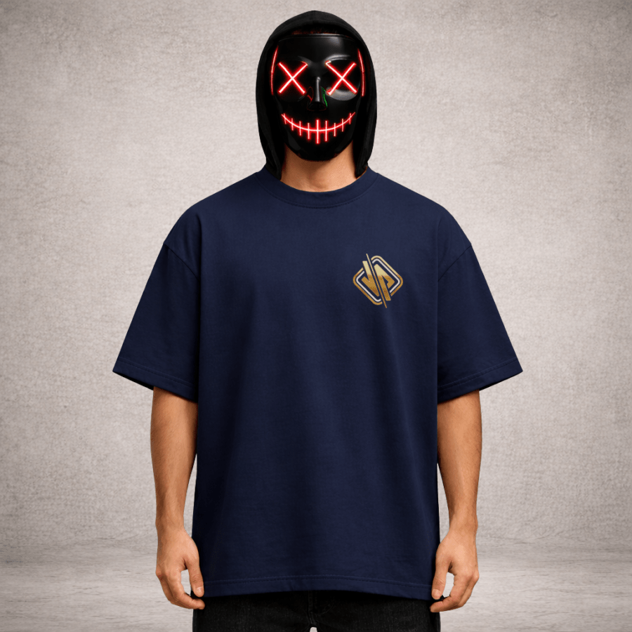 Premium Oversized TShirt Printed Ultra Comfortable Cotton 200 GSM Navy Leo