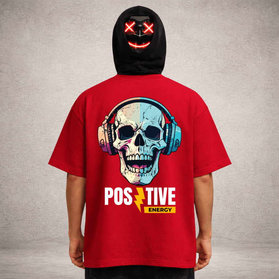 Premium Oversized TShirt Printed Ultra Comfortable Cotton 200 GSM Red Positive Energy