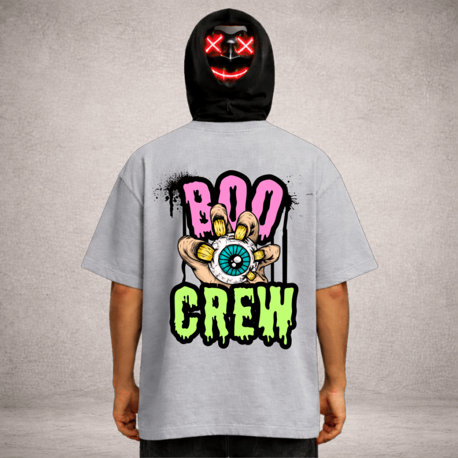 Premium Oversized TShirt Printed Ultra Comfortable Cotton 200 GSM Grey Boo Crew