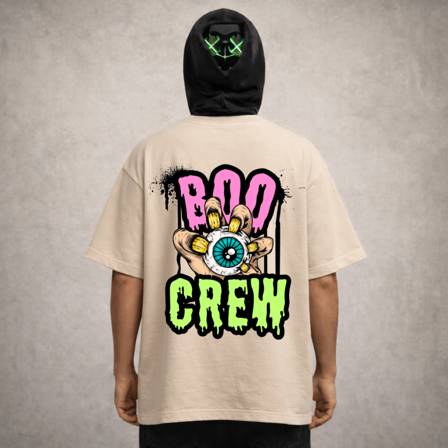 Premium Oversized TShirt Printed Ultra Comfortable Cotton 200 GSM Beige Boo Crew