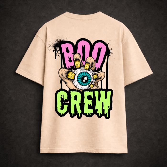 Premium Oversized TShirt Printed Ultra Comfortable Cotton 200 GSM Beige Boo Crew
