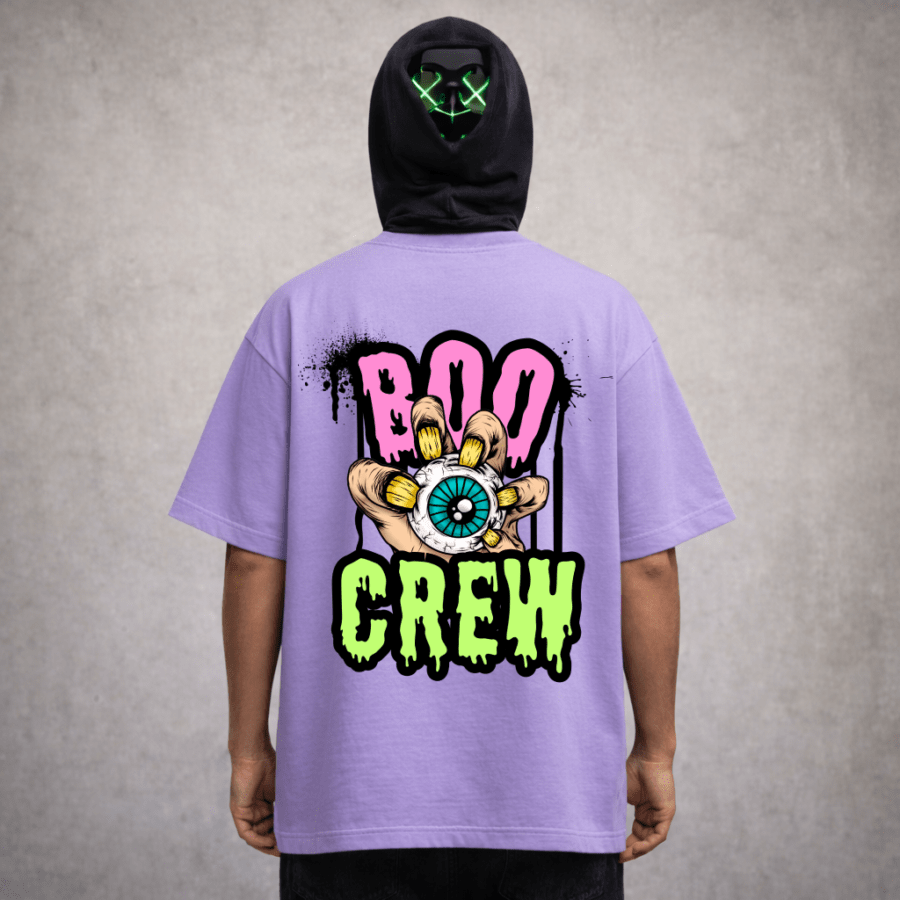 boo crew lavender Premium Oversized TShirt Printed Ultra Comfortable Cotton 200 GSM Lavender Boo Crew