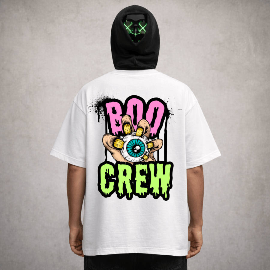 Premium Oversized TShirt Printed Ultra Comfortable Cotton 200 GSM White Boo Crew