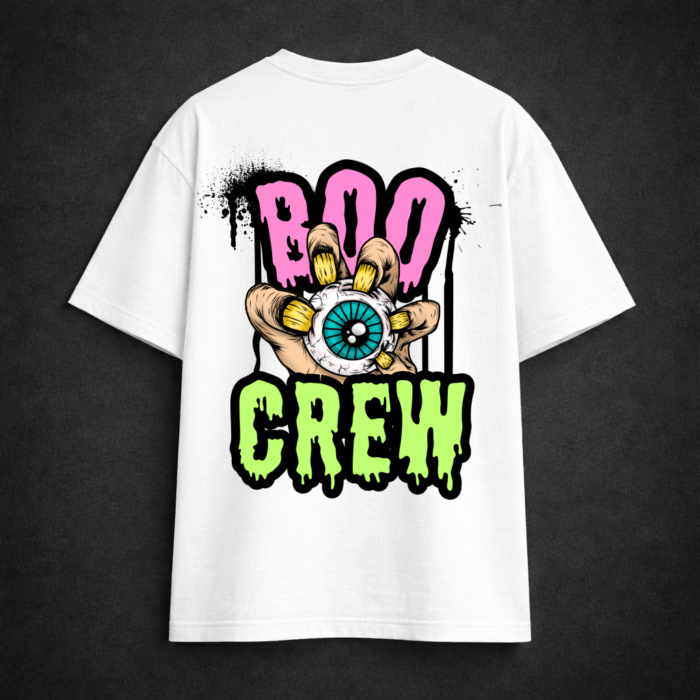 Premium Oversized TShirt Printed Ultra Comfortable Cotton 200 GSM White Boo Crew