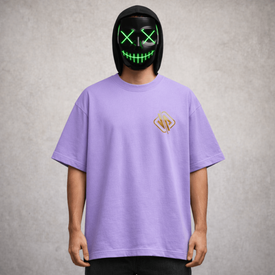 lavender fornt view Premium Oversized TShirt Printed Ultra Comfortable Cotton 200 GSM Lavender Boo Crew