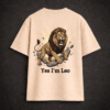 leo beige back Premium Oversized TShirt Printed Ultra Comfortable Cotton 200 GSM Beige Leo