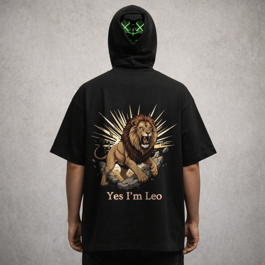 Premium Oversized TShirt Printed Ultra Comfortable Cotton 200 GSM Black Leo