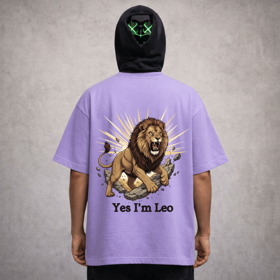 Premium Oversized TShirt Printed Ultra Comfortable Cotton 200 GSM Lavender Leo