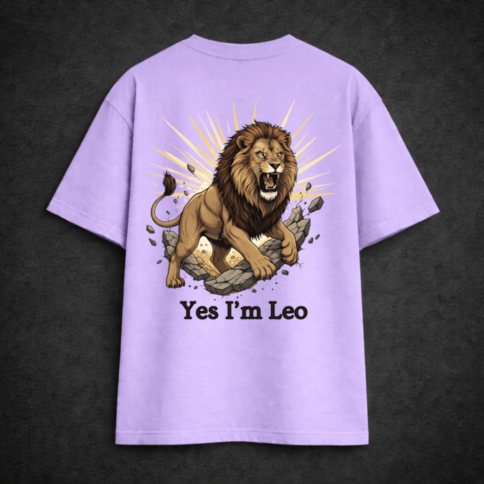 Premium Oversized TShirt Printed Ultra Comfortable Cotton 200 GSM Lavender Leo