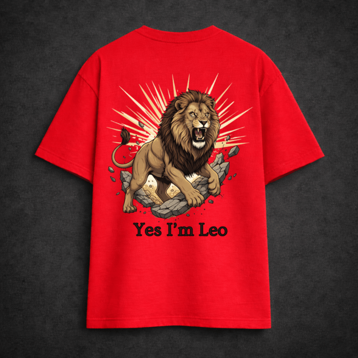 Premium Oversized TShirt Printed Ultra Comfortable Cotton 200 GSM Red Leo