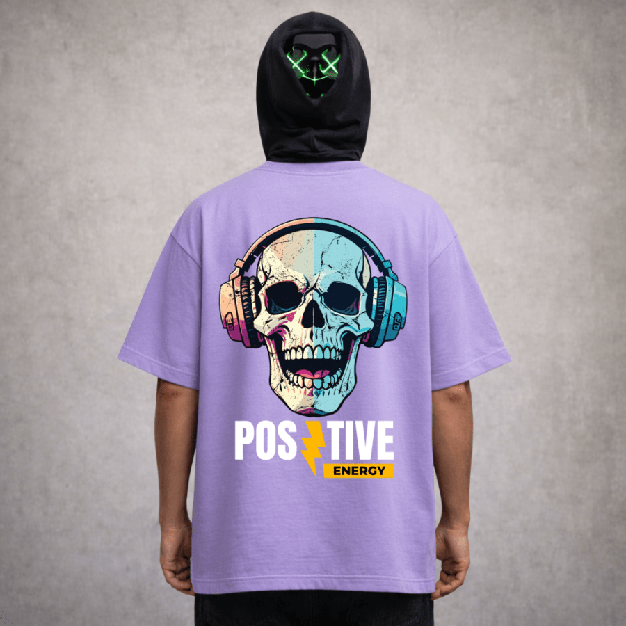 Premium Oversized TShirt Printed Ultra Comfortable Cotton 200 GSM Lavender Positive Energy