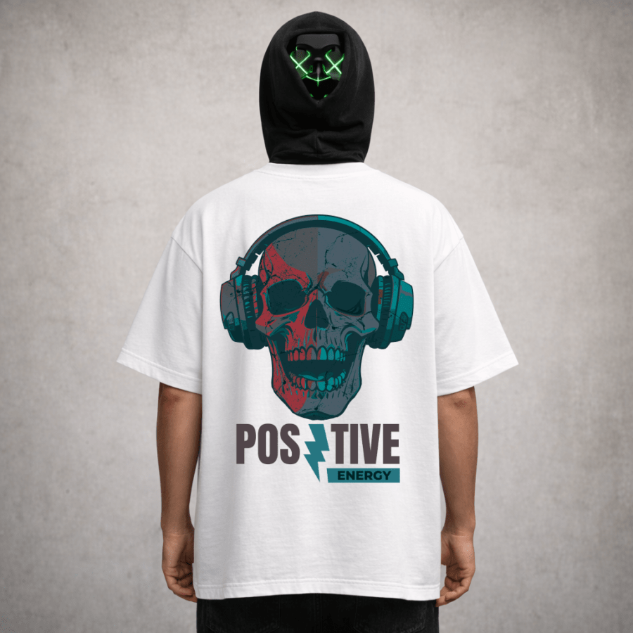 Premium Oversized TShirt Printed Ultra Comfortable Cotton 200 GSM White Positive Energy